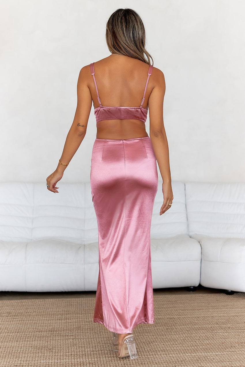 Sunset Views Satin Midi Dress Pink