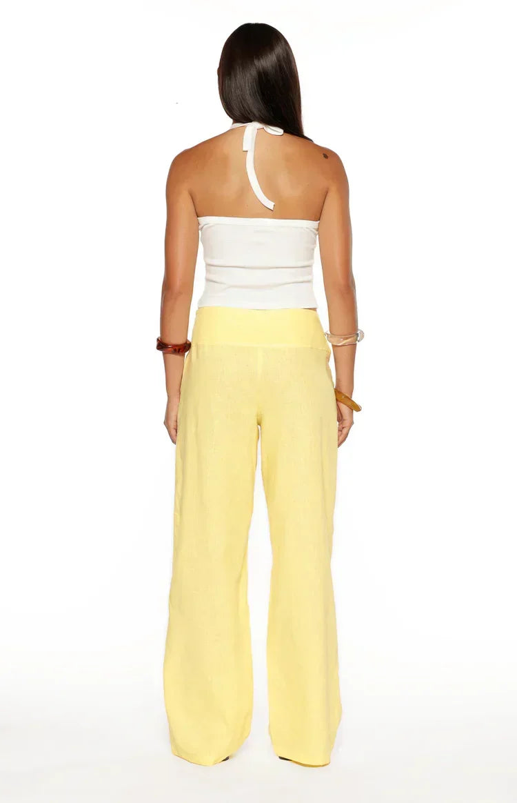 Alamara Yellow Floral Detail Wide Leg Pants Pre Order
