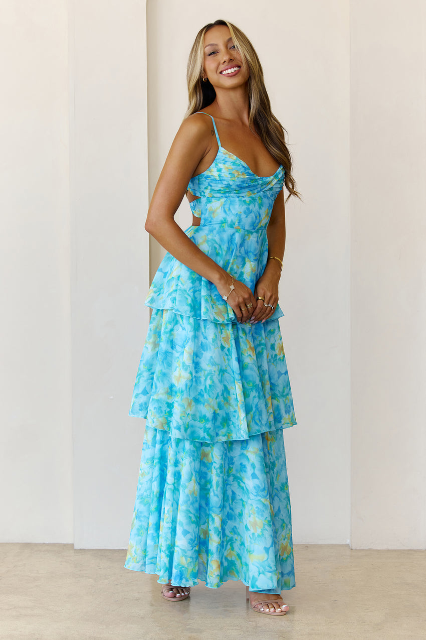 Digital Darling Maxi Dress Blue