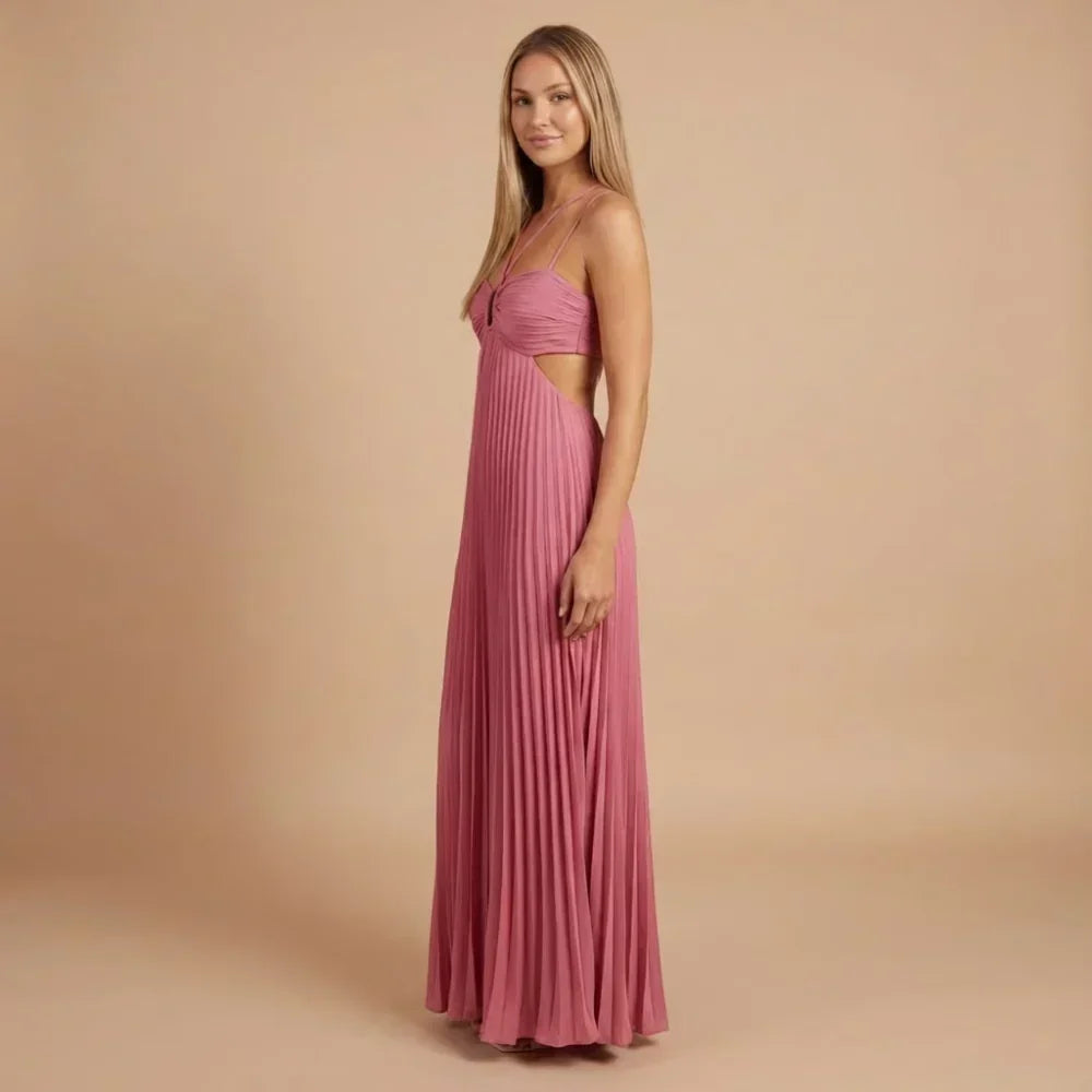 Riley Pleated Halter Maxi Dress