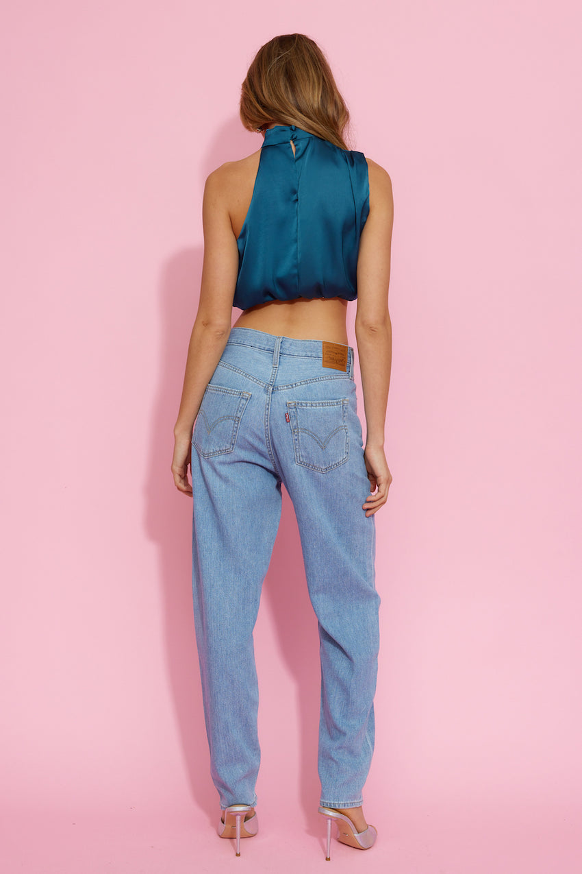 Stay Patient Crop Teal