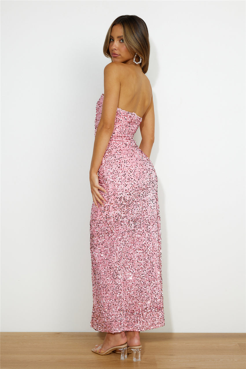 Sparkle From Far Sequin Maxi Dress Pink