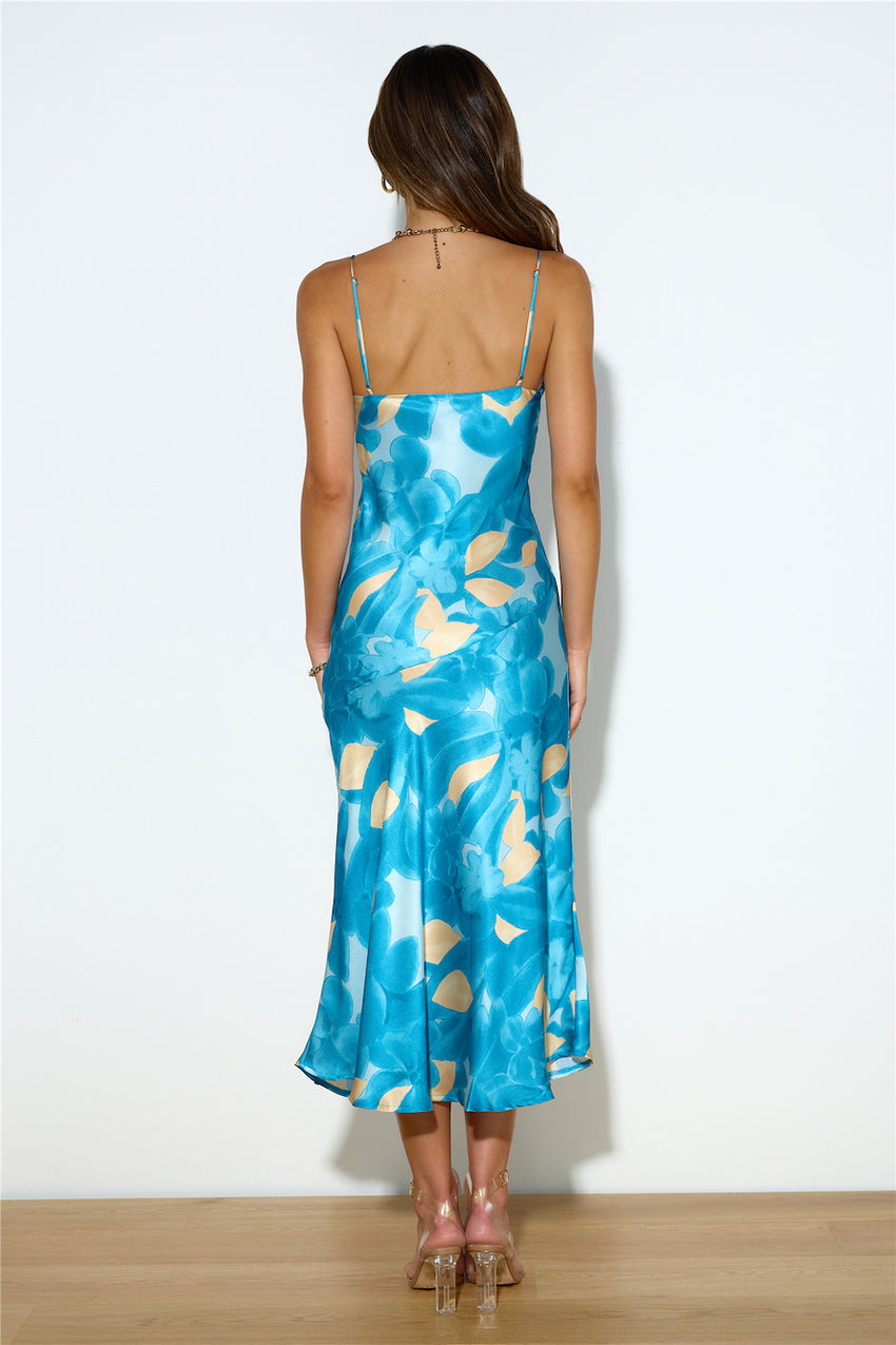 Silky Silhouette Midi Dress Blue
