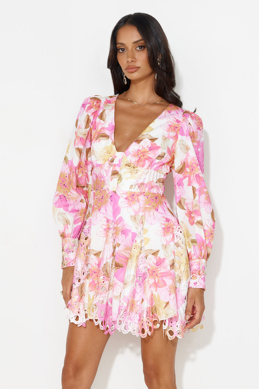 Fine Dining Brunch Mini Dress Pink