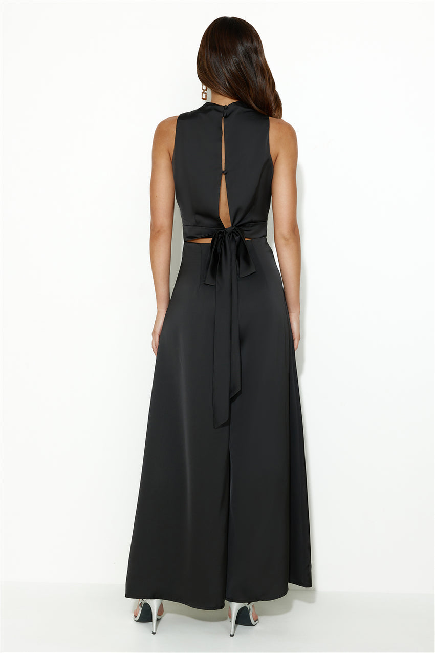 Ready Set Style Satin Jumpsuit Black