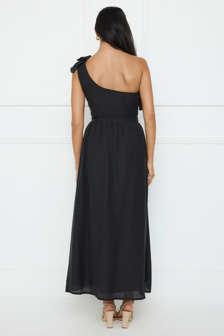 Pastel Dream One Shoulder Maxi Dress Black