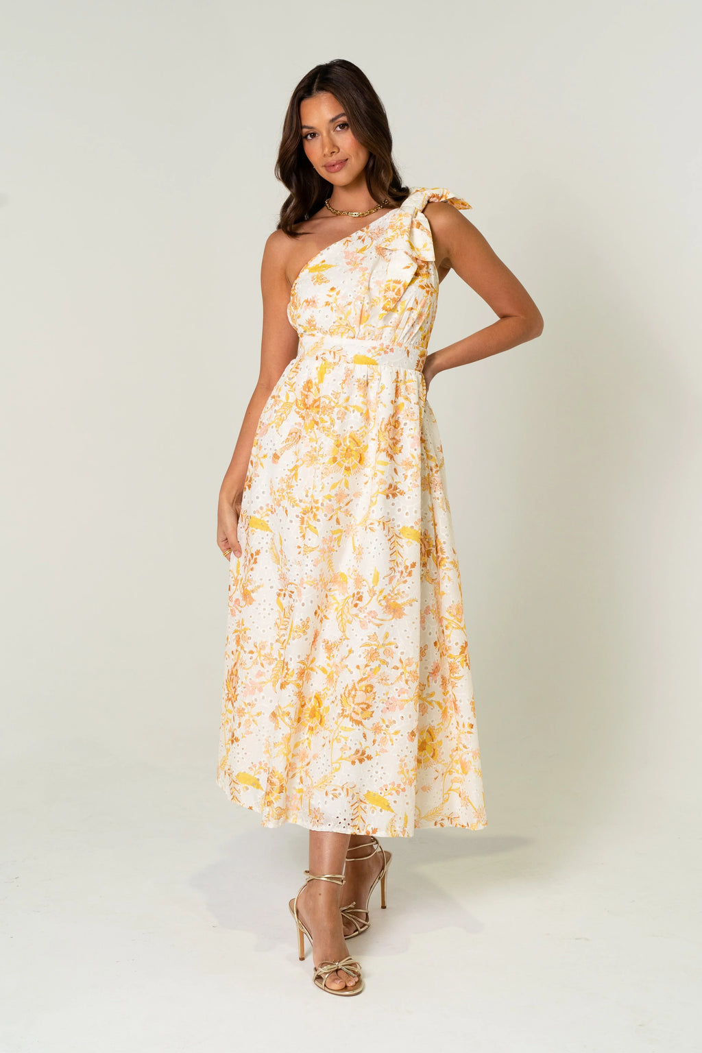 Amber One Shoulder Print Midi Dress