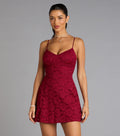 Romantic Notion Glitter Lace-Up Mini Dress
