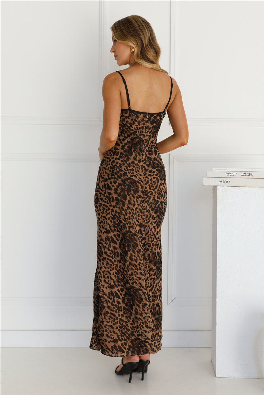Catwalk Society Slip Maxi Dress Leopard