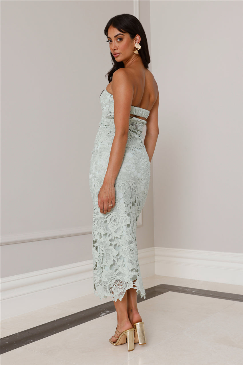 Timeless Classic Strapless Lace Maxi Dress Sage