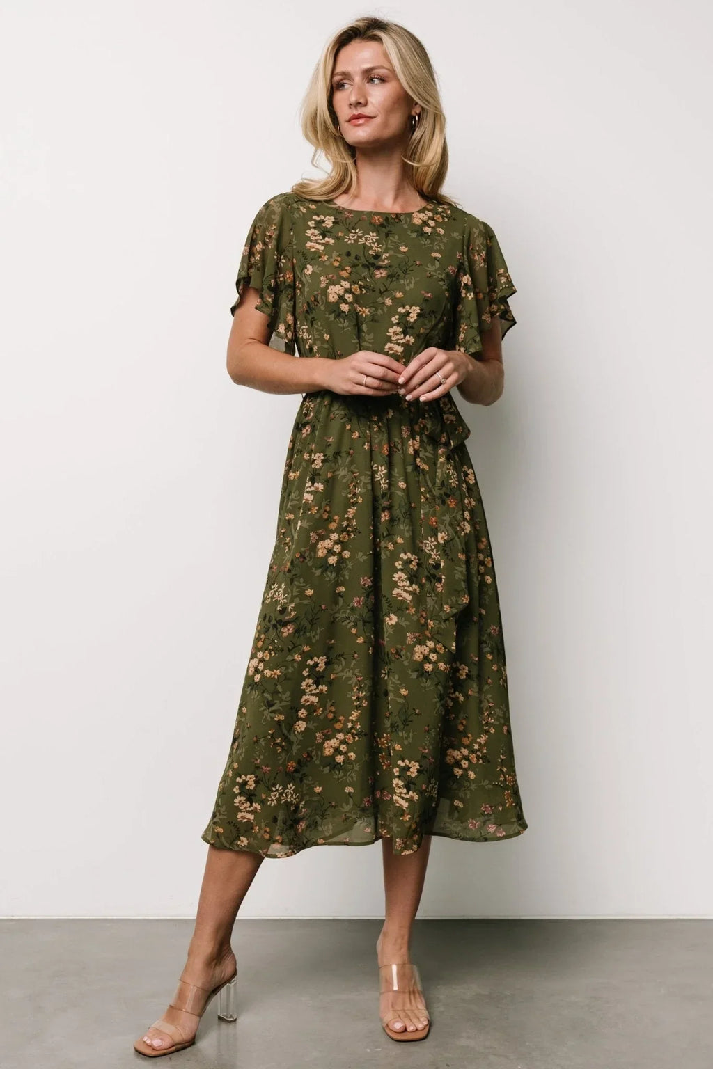 Laurel Midi Dress | Olive Floral
