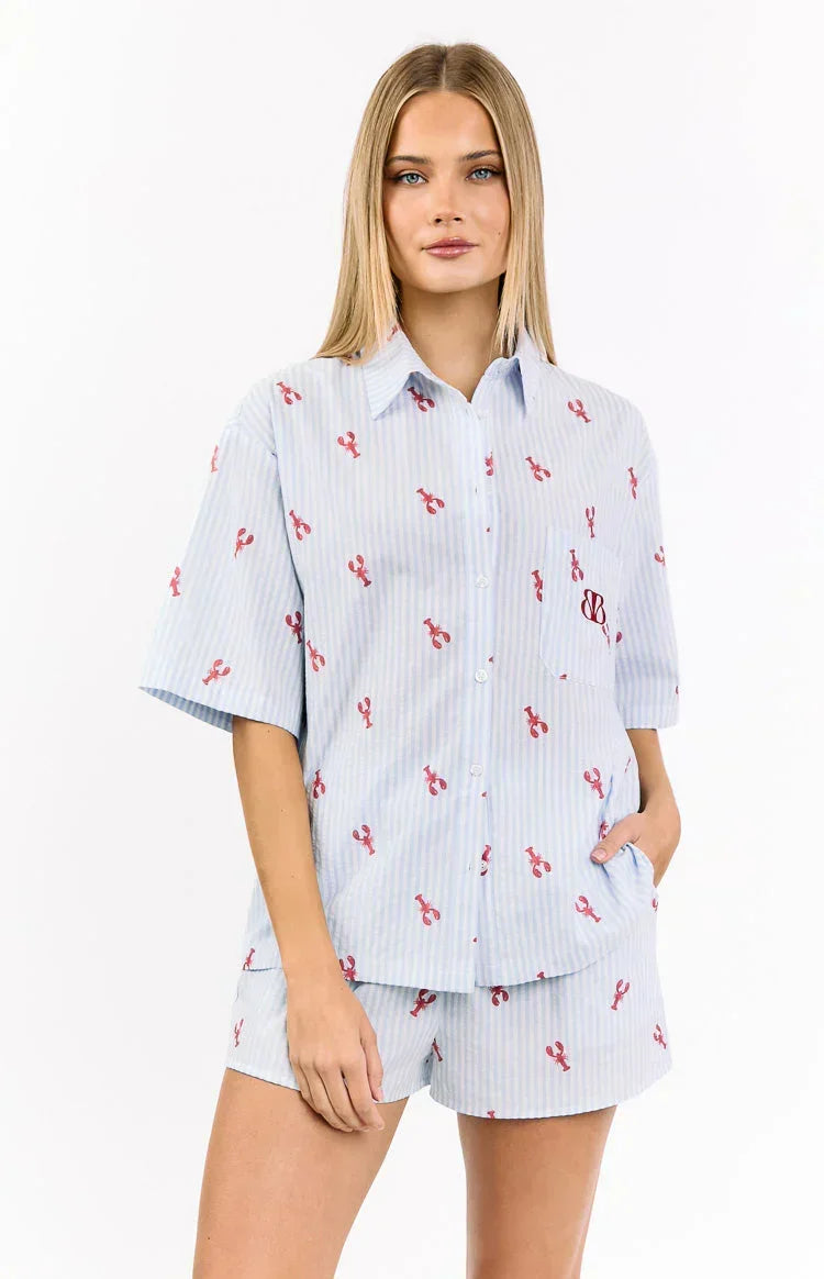 Alexea Lobster Print Pajama Shorts