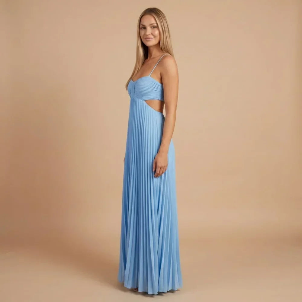Riley Pleated Halter Maxi Dress