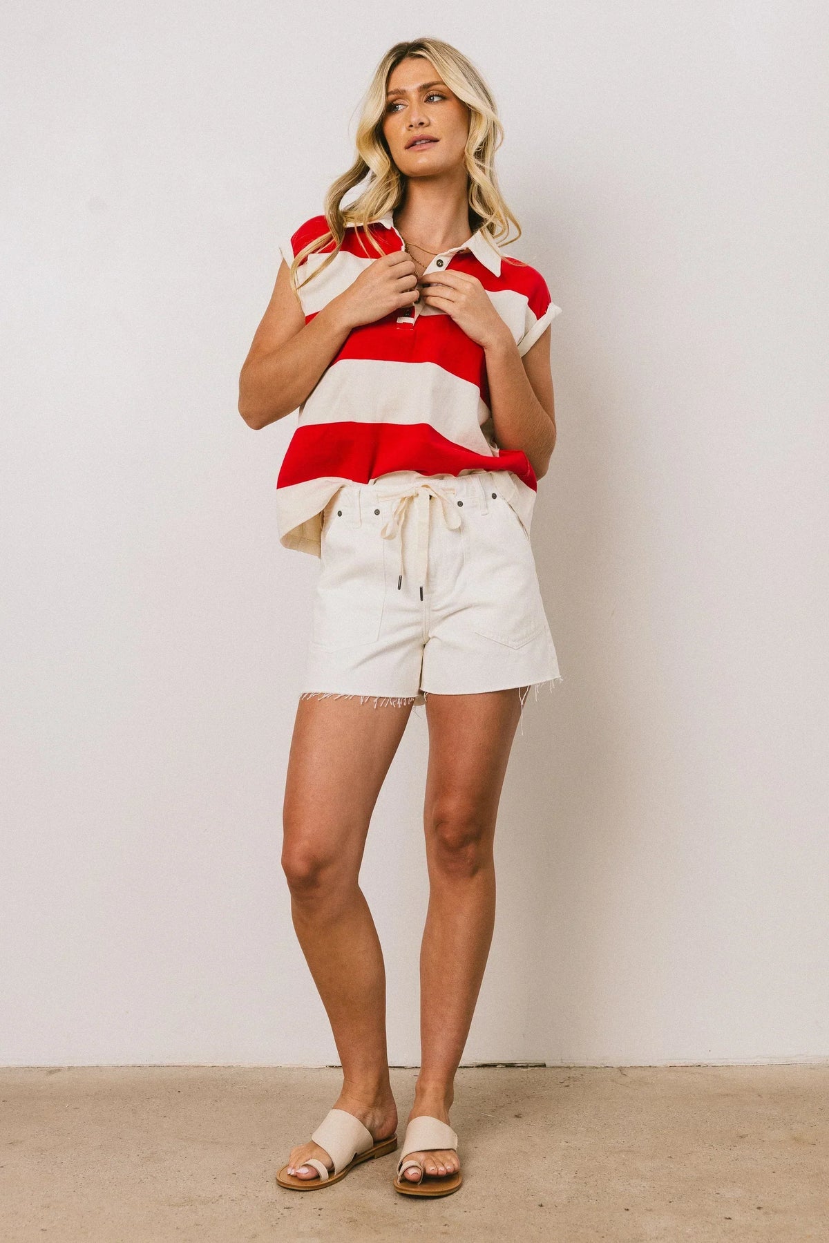 Blake Striped Top in Red