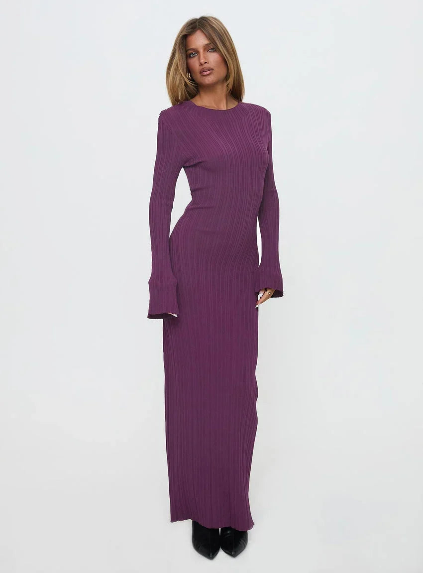 Tesley Long Sleeve Maxi Dress Burgundy