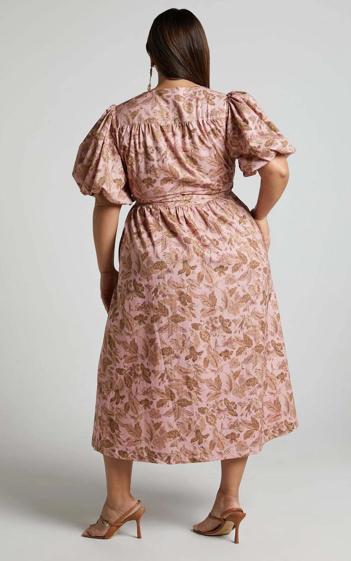 Amalie The Label - Franc Linen Puff Sleeve Wrap Midi Linen Dress - Int