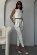 Duttini | Cropped Vest And Tapered Trousers Set