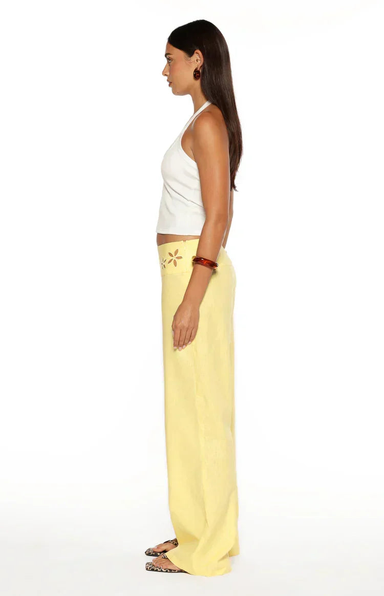 Alamara Yellow Floral Detail Wide Leg Pants Pre Order