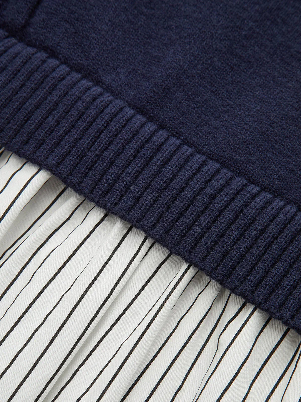 2 In 1 Cable-Knit Paneled Striped Midi Dress