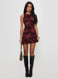 Vivre Mini Dress Burgundy Paisley Tall