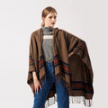 Tassel Fashion Jacquard Hooded Cape