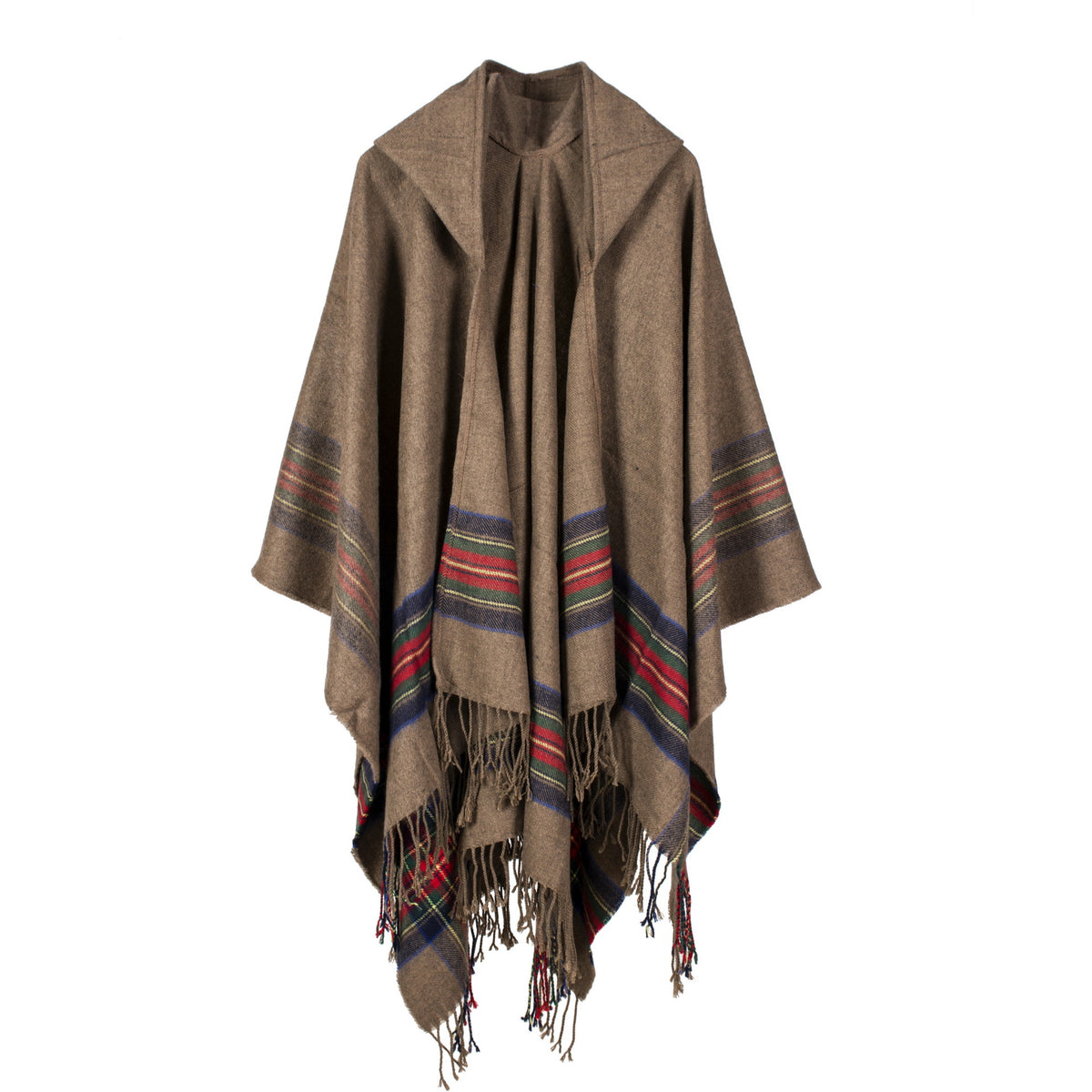 Tassel Fashion Jacquard Hooded Cape