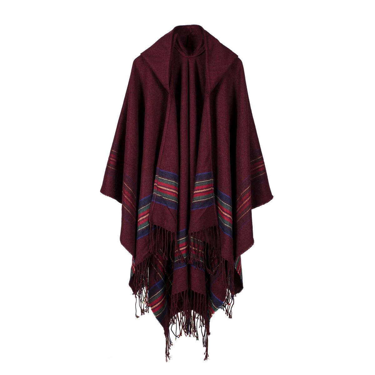Tassel Fashion Jacquard Hooded Cape