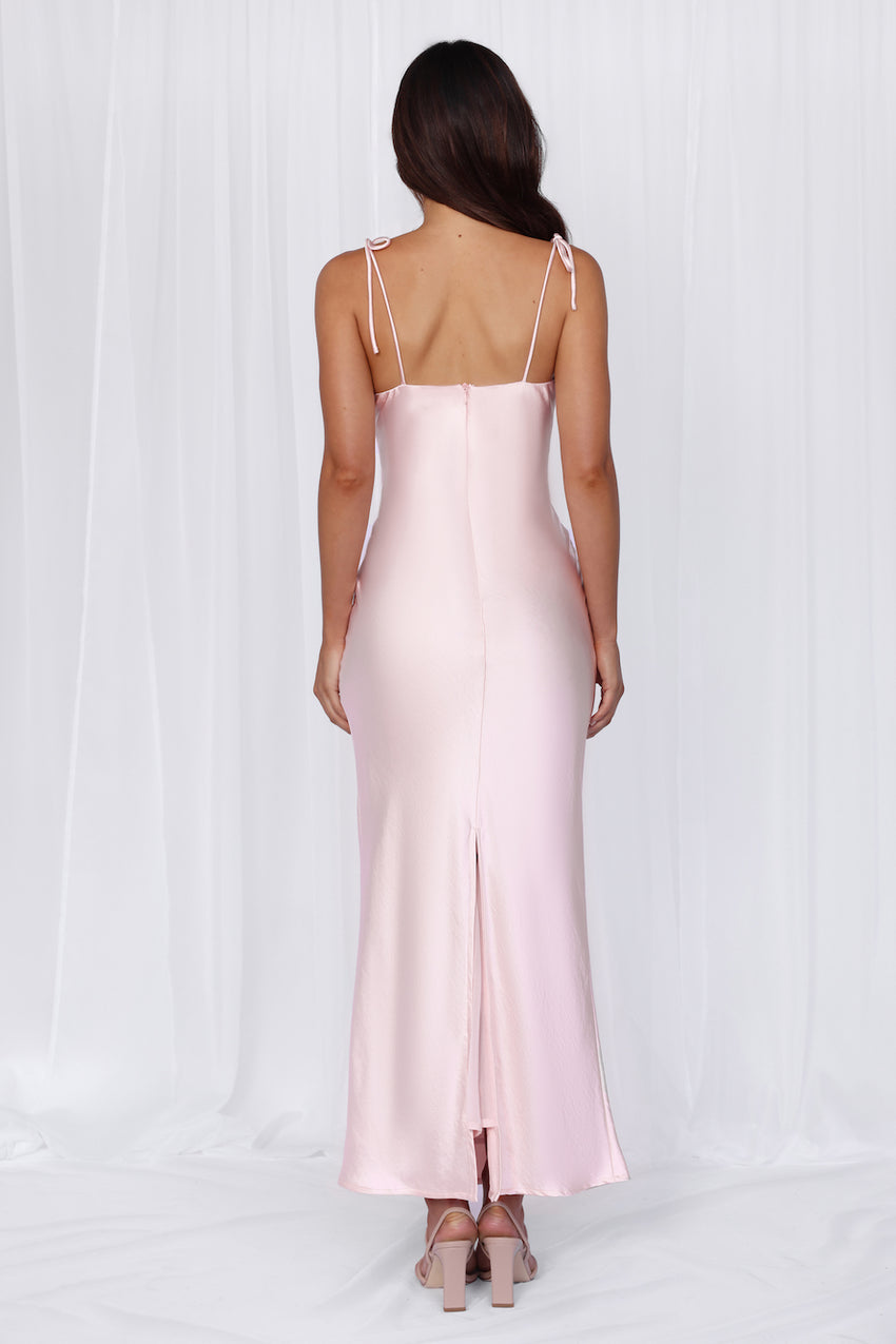 The Penelope Cowl Satin Maxi Dress Pink