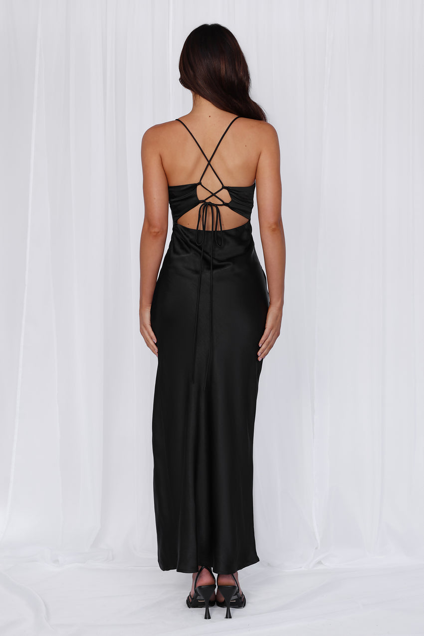 The Sophia Satin Maxi Dress Black
