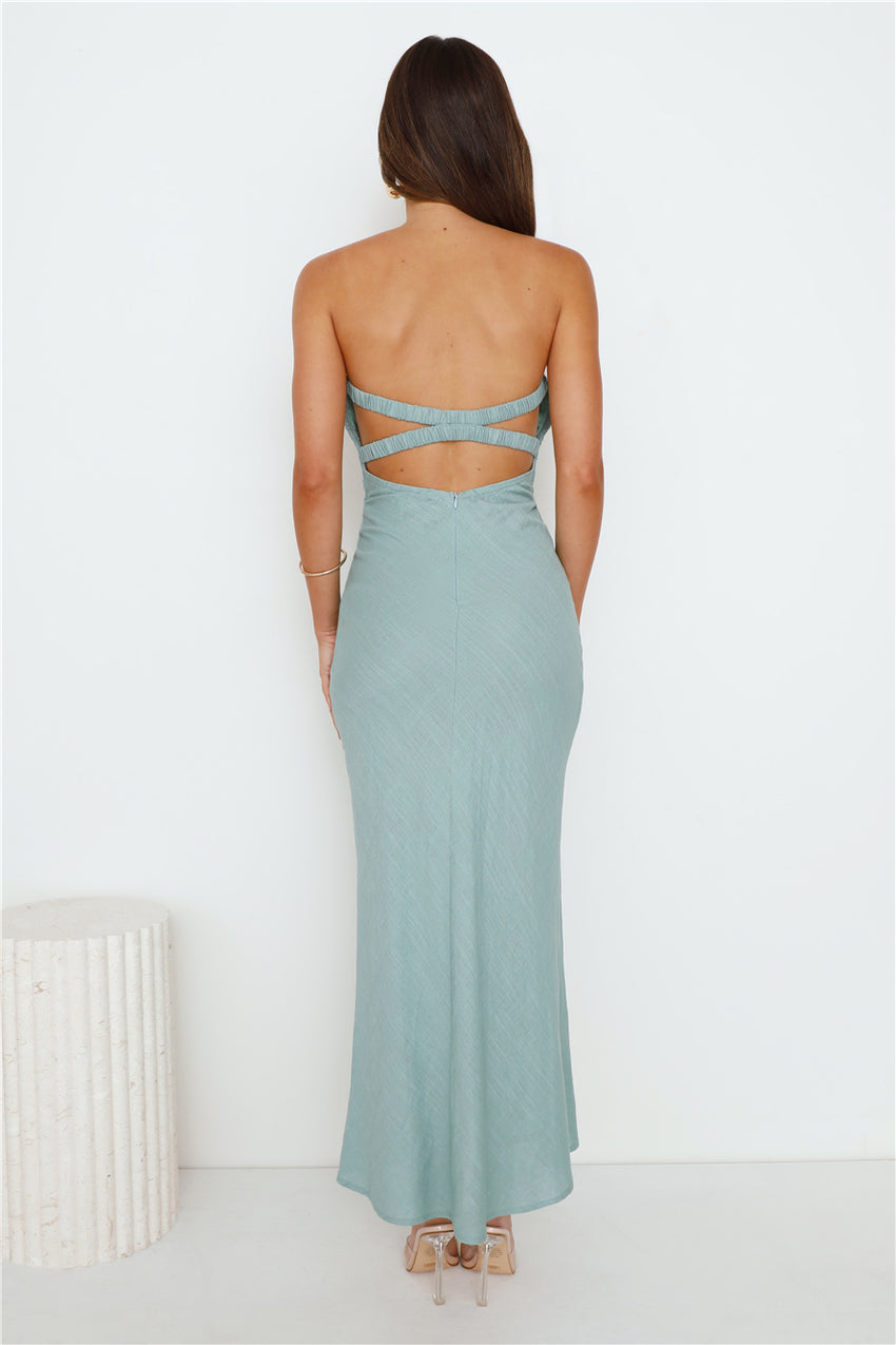 Slow Days Strapless Maxi Dress Sage
