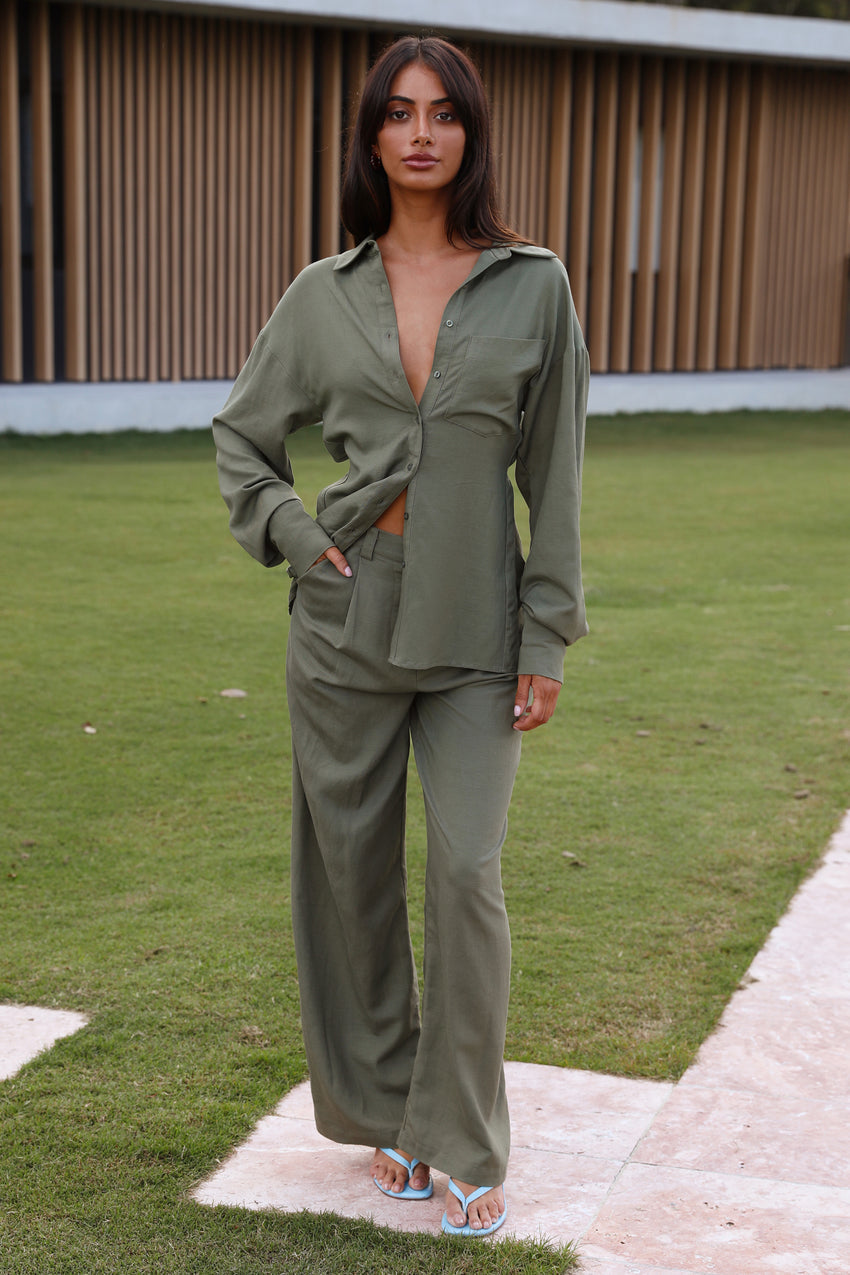 LIONESS Horizon Backless Shirt Khaki