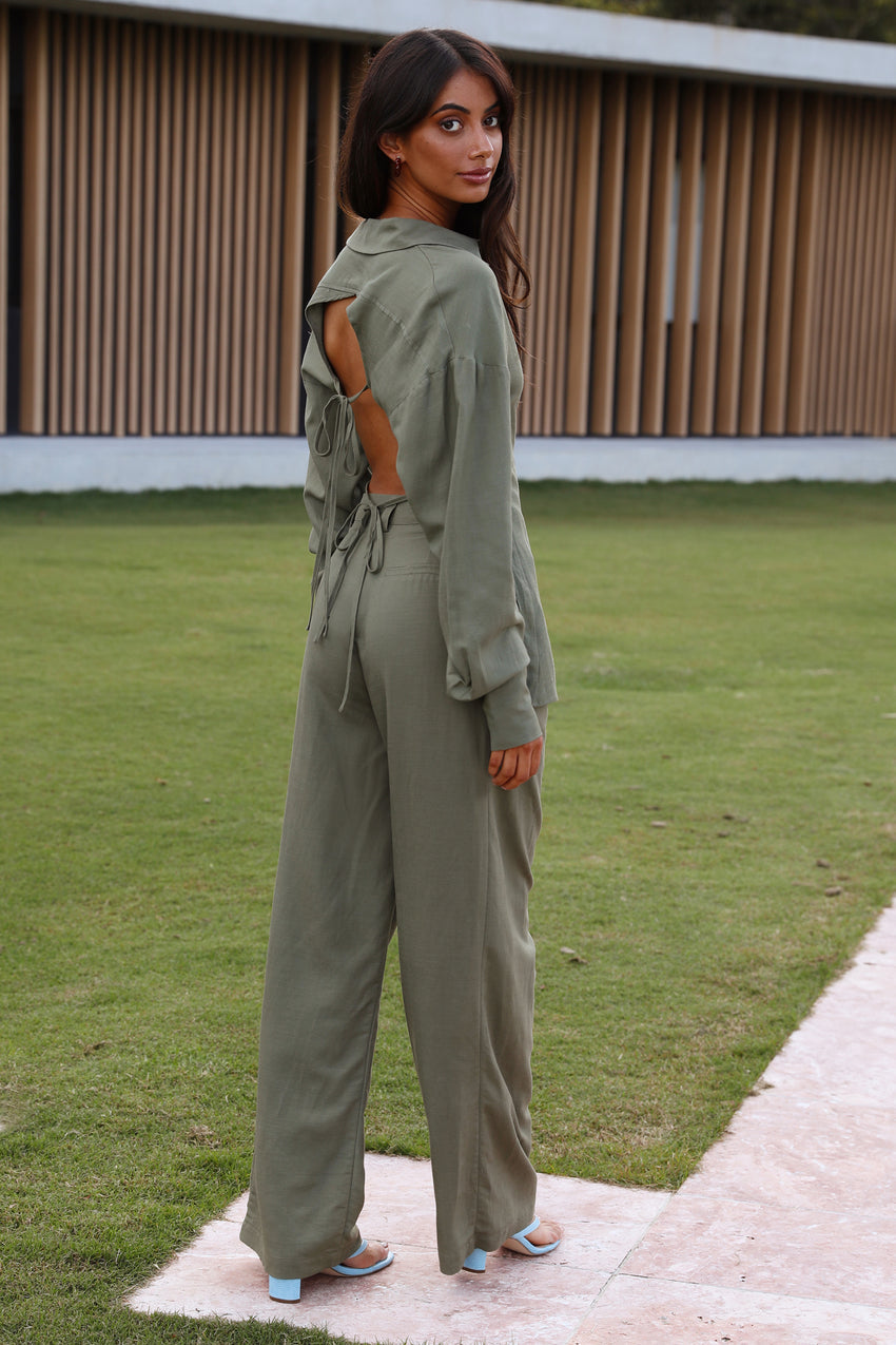 LIONESS Horizon Backless Shirt Khaki
