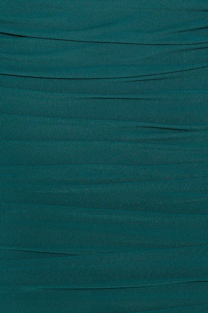 Strut Your Stuff Mesh Long Sleeve Mini Dress Teal
