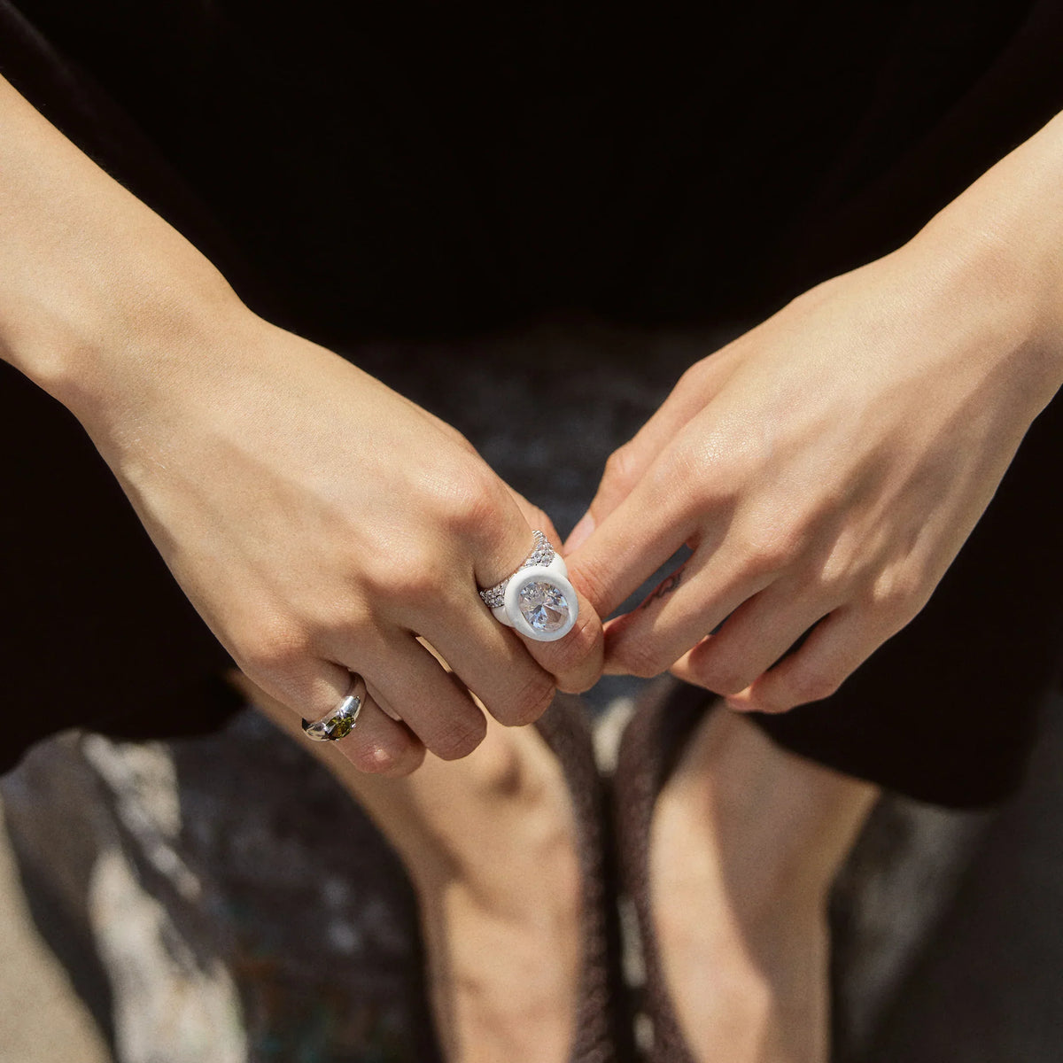 Joy Pop Cubic Zirconia Ring - Clear/White