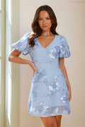 Utopia Blooming Mesh Mini Dress Blue