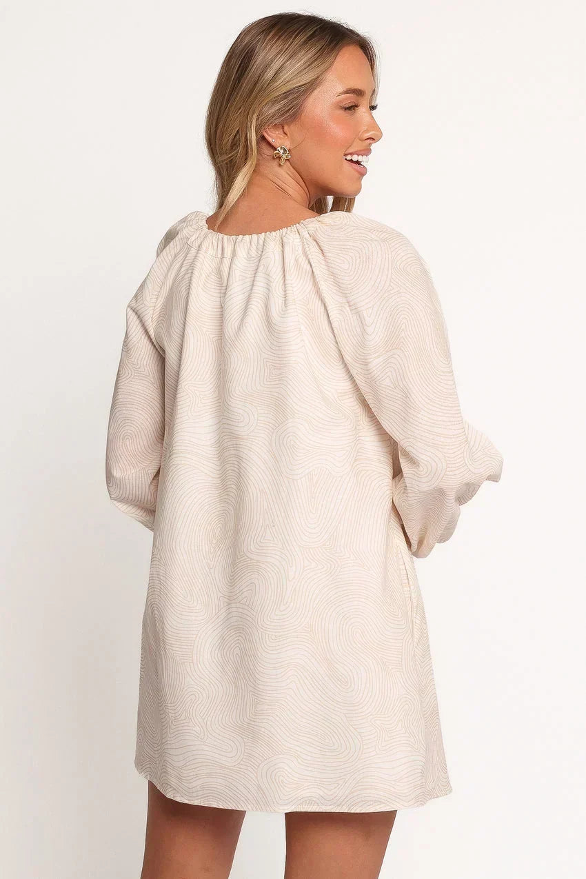 Walker Smock Mini Dress - Tan Swirl