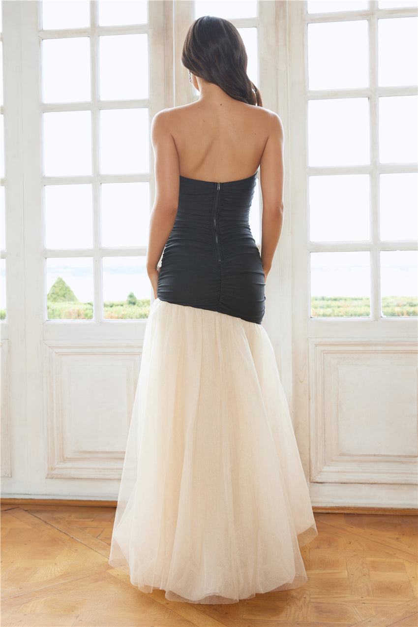 Fashionable Entrance Strapless Maxi Dress Black