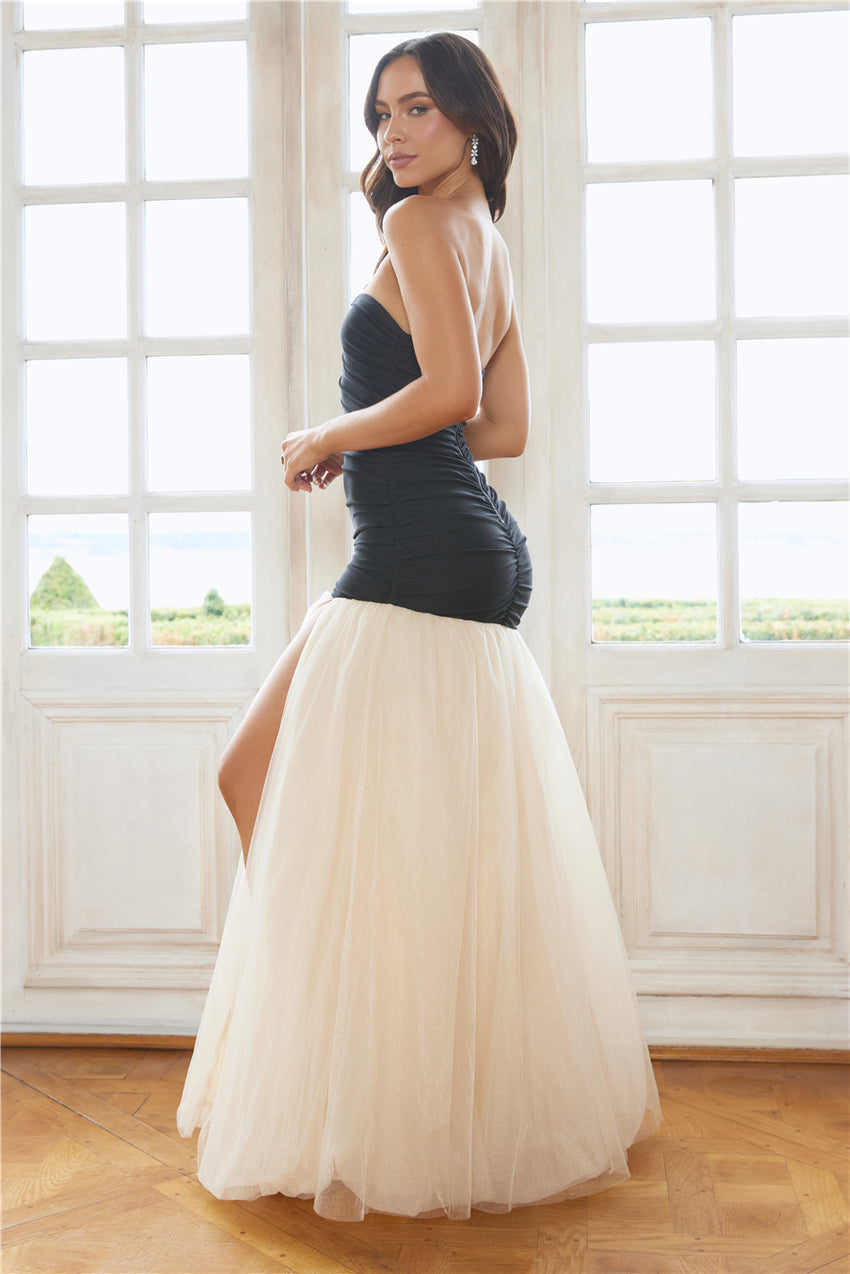 Fashionable Entrance Strapless Maxi Dress Black